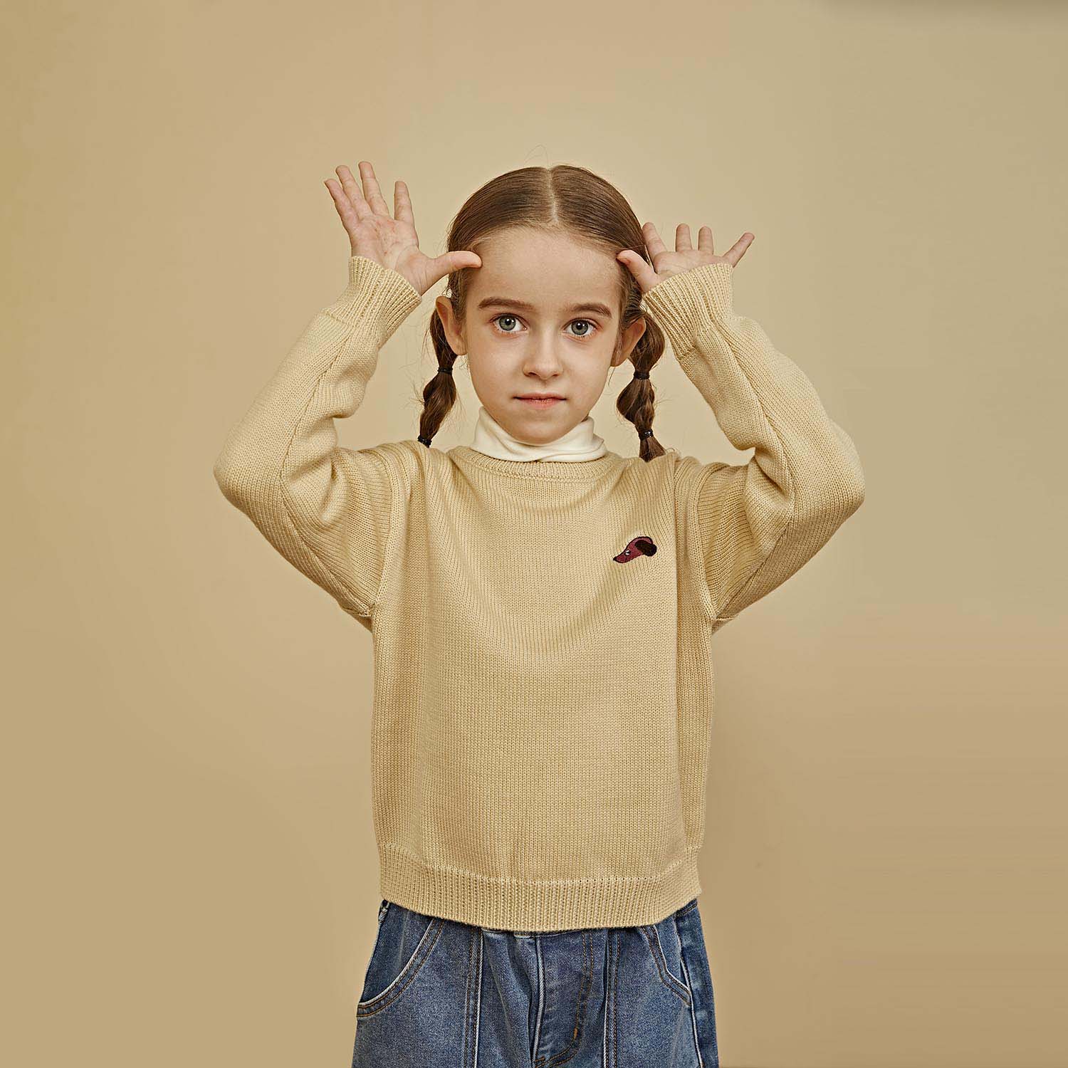 Uncle Cotton Girls’ Merino Wool Sweater (Machine Washable)